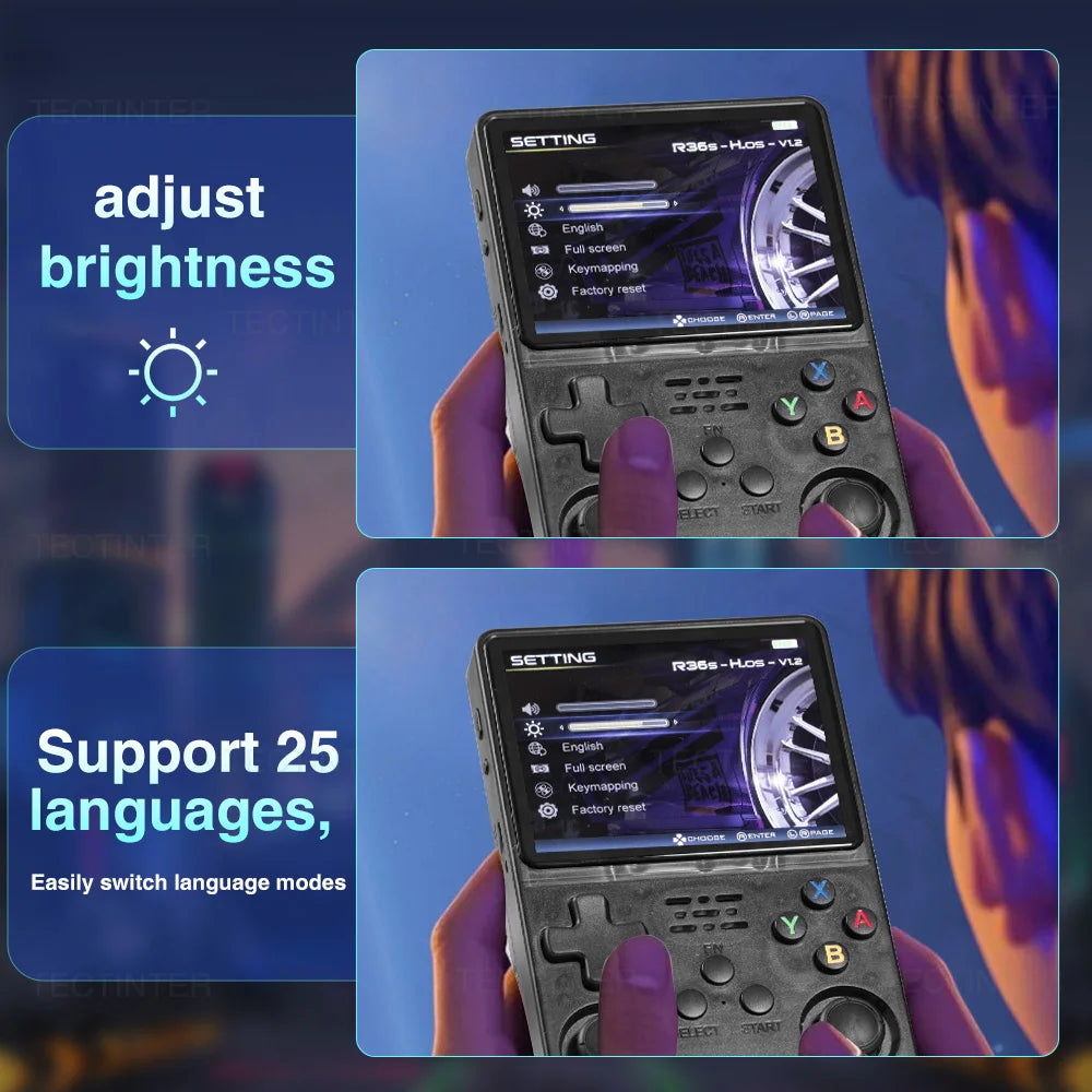 R36HD 3.5-inch IPS Screen Portable Handheld Game Player Linux System Mini Retro Video Game Console Built-in 64G 20000+ Games