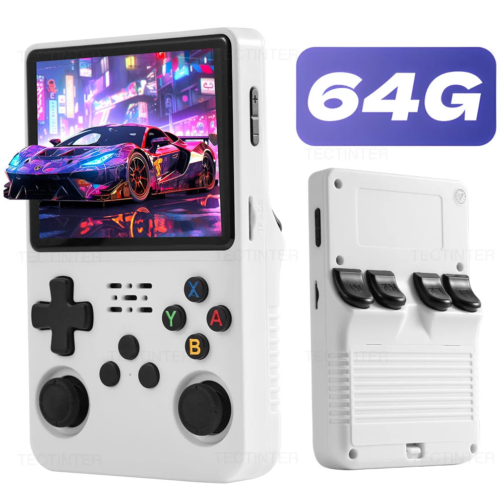 R36HD 3.5-inch IPS Screen Portable Handheld Game Player Linux System Mini Retro Video Game Console Built-in 64G 20000+ Games