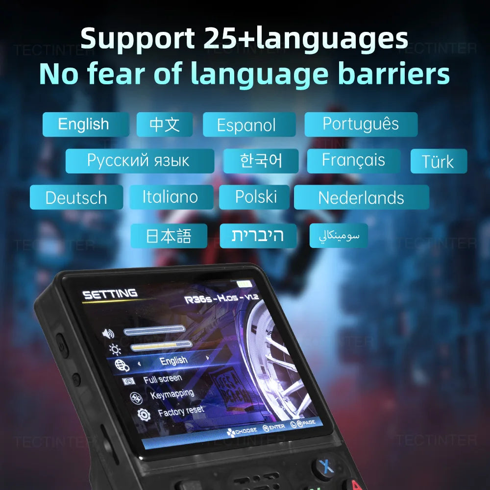 R36HD 3.5-inch IPS Screen Portable Handheld Game Player Linux System Mini Retro Video Game Console Built-in 64G 20000+ Games