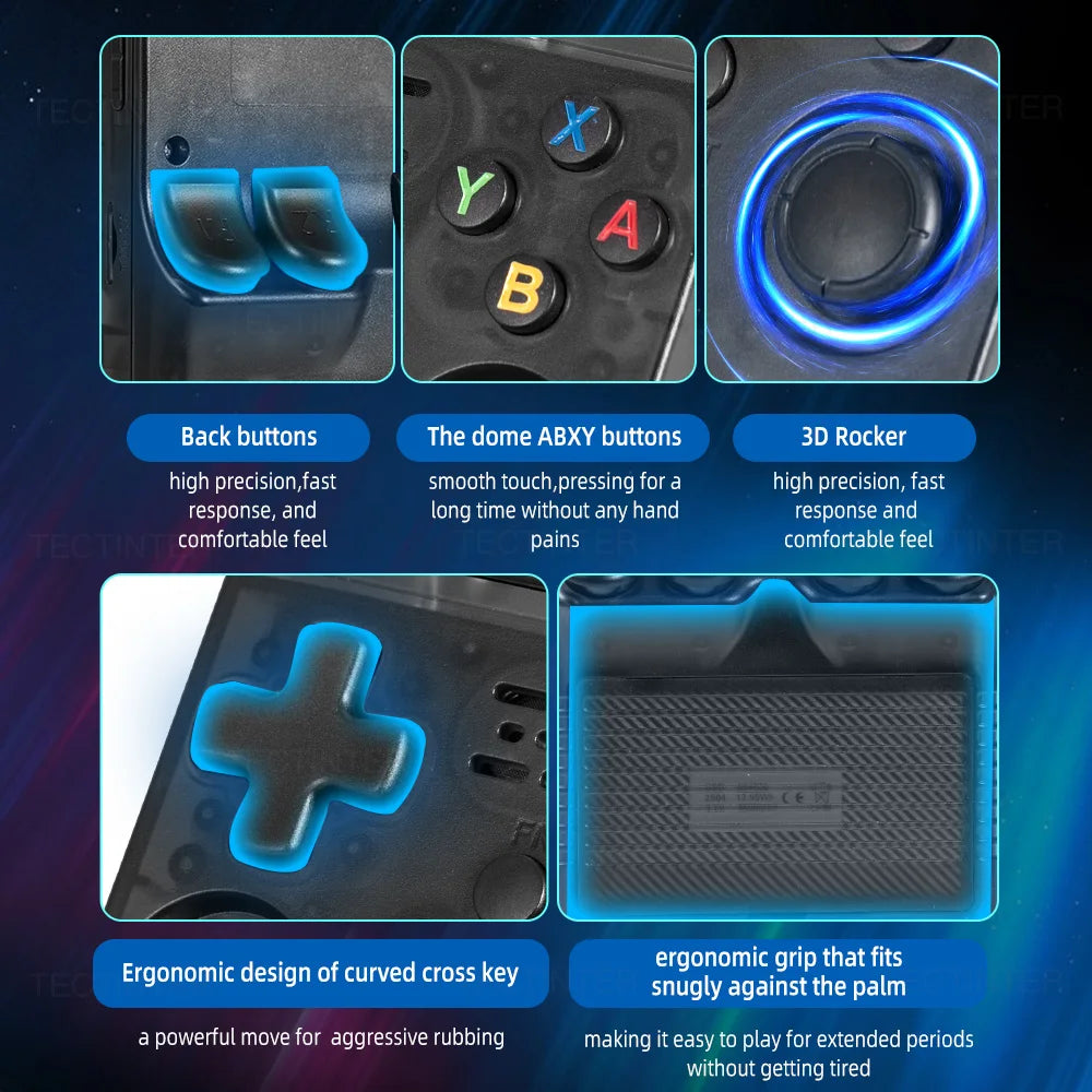 R36HD 3.5-inch IPS Screen Portable Handheld Game Player Linux System Mini Retro Video Game Console Built-in 64G 20000+ Games