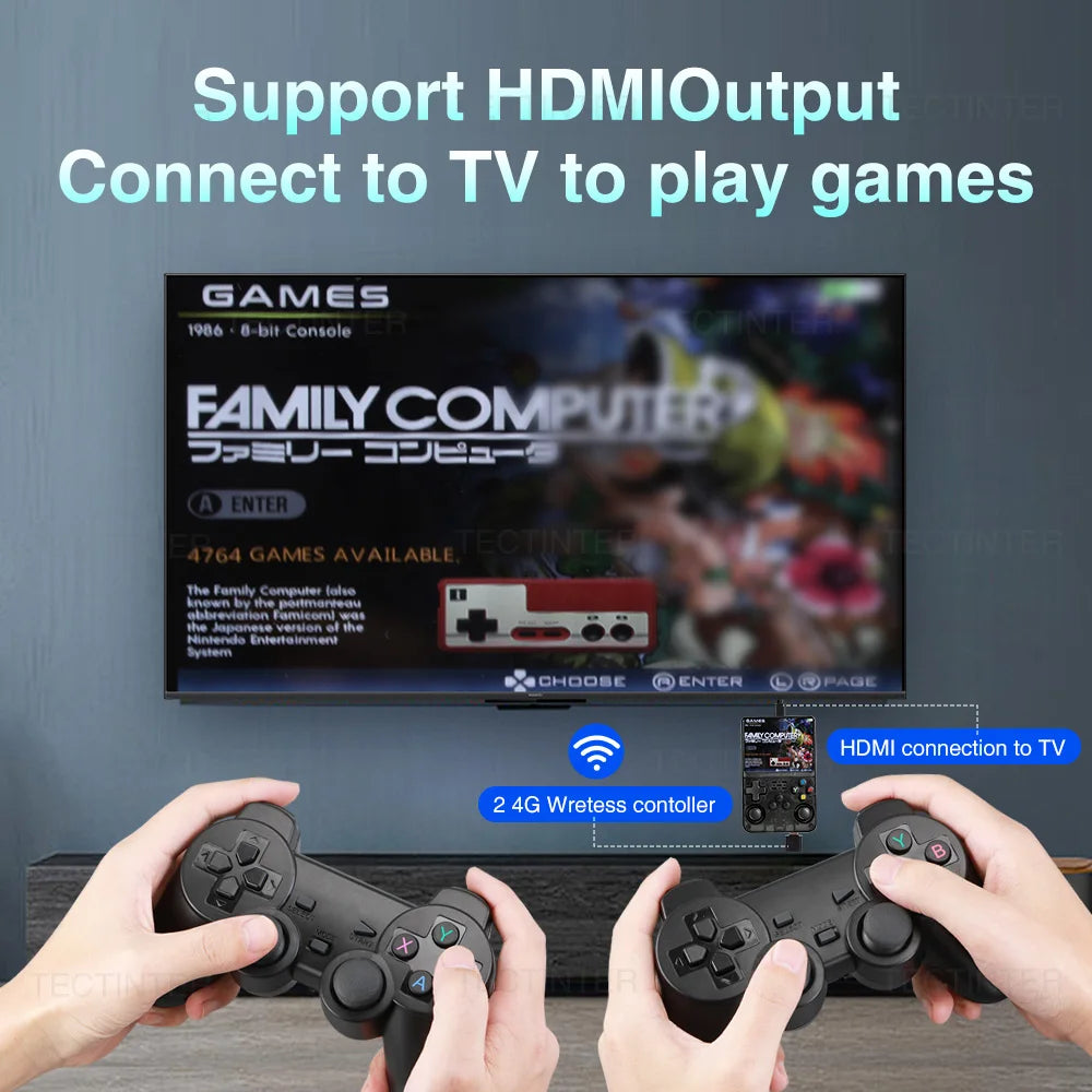 R36HD 3.5-inch IPS Screen Portable Handheld Game Player Linux System Mini Retro Video Game Console Built-in 64G 20000+ Games