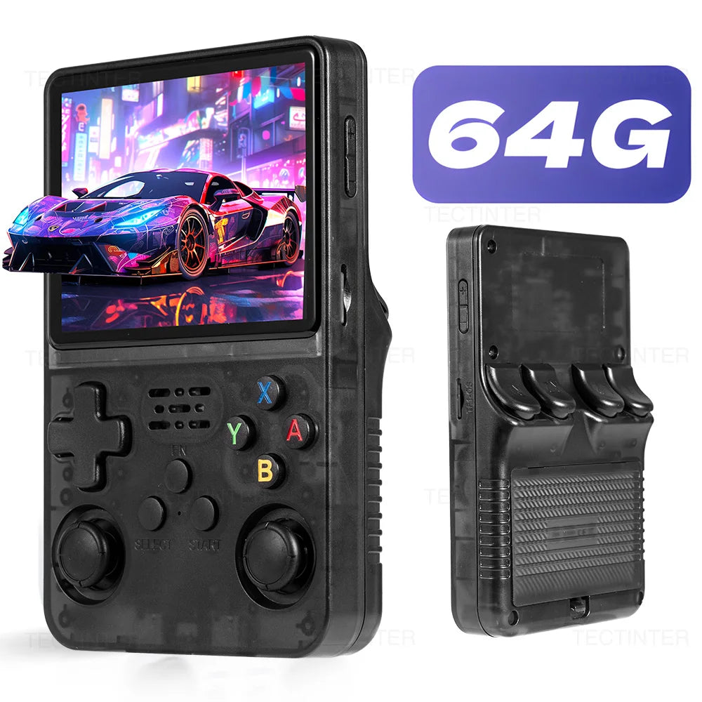 R36HD 3.5-inch IPS Screen Portable Handheld Game Player Linux System Mini Retro Video Game Console Built-in 64G 20000+ Games