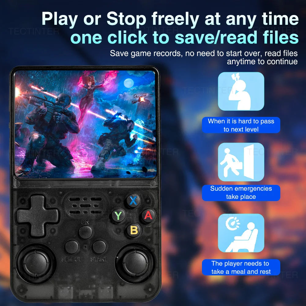 R36HD 3.5-inch IPS Screen Portable Handheld Game Player Linux System Mini Retro Video Game Console Built-in 64G 20000+ Games