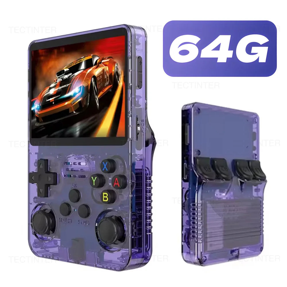 R36HD 3.5-inch IPS Screen Portable Handheld Game Player Linux System Mini Retro Video Game Console Built-in 64G 20000+ Games