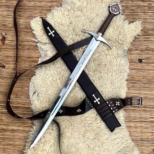 Authentic Knight Templar Crusader Sword Replica with Scabbard - Collectible Medieval Gift