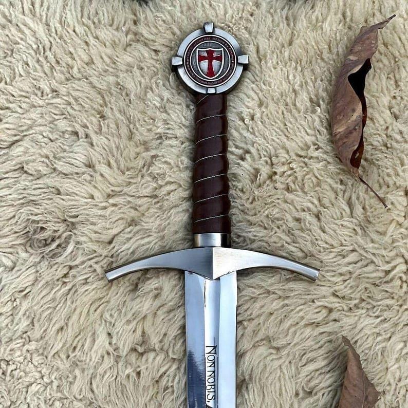Authentic Knight Templar Crusader Sword Replica with Scabbard - Collectible Medieval Gift