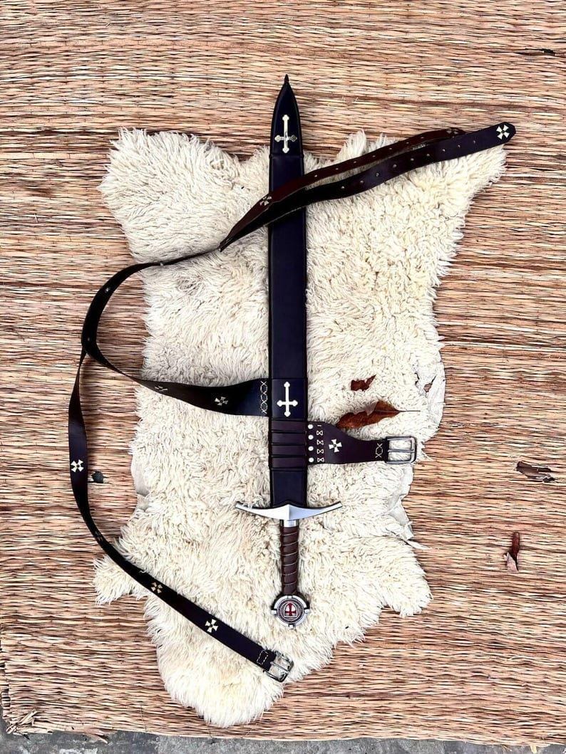 Authentic Knight Templar Crusader Sword Replica with Scabbard - Collectible Medieval Gift